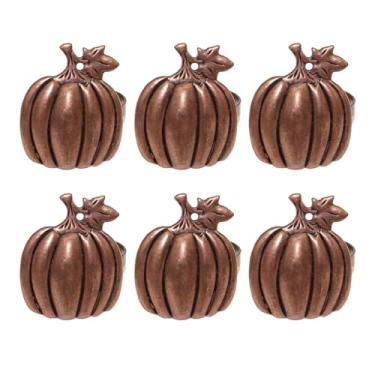 Imagem de Suporte de guardanapo de Halloween, 6 peças de anéis de guardanapo de abóbora, anéis vintage de colheita de outono, decorações de mesa para jantares de casamento, festas de ação de graças para