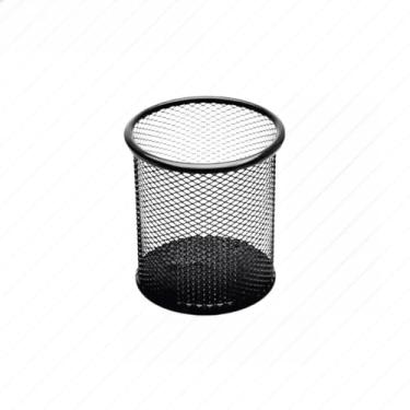 Imagem de Porta Caneta Organizador de Mesa Escritório 5 Compartimentos Metal Aramado C/Divisórias Para Lápis Treco Borracha(Redondo)