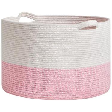 Imagem de Cesta de corda de algodão R RUNKA Cesta de brinquedos extra grande de 