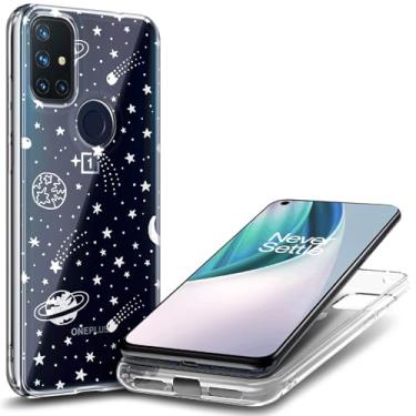 Imagem de NZND Capa OnePlus Nord N10 5G com película de vidro temperado (cobertura total), traseira rígida de plástico com capa protetora de TPU (design de mármore safira)