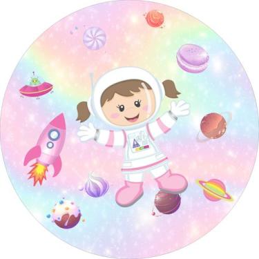 Imagem de Painel de Tecido Sublimado Redondo Menina Astronauta Candy Cute c/ Elá