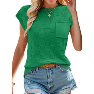 Imagem de Colete feminino WIFFGO, manga curta, gola redonda, verde