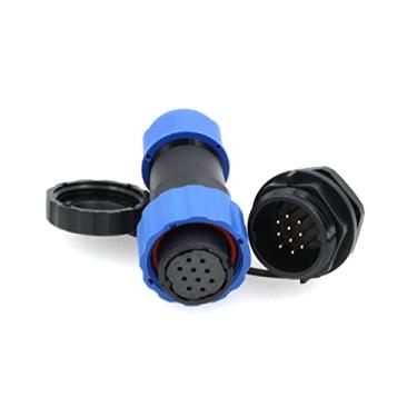 Imagem de ZBLZGP Conector à prova d'água SD20 IP68 circular LED cabo de alimentação plugue fio soquete painel elétrico conector de solda (plugue fêmea e soquete macho, 10 pinos)
