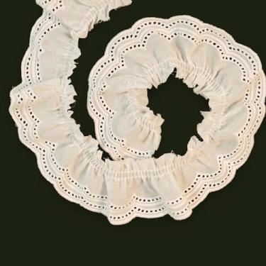 Imagem de Acabamento de renda de algodão de 5 metros de largura, acabamento de renda plissado vintage, fita de algodão de costura para decoração de casa, artesanato de costura DIY (bege)