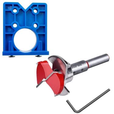 Imagem de Kit Broca Forstner 35Mm Dobradiça Caneco Limitador Gabarito