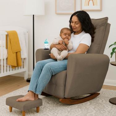 Imagem de Poltrona Cadeira de Amamentação Balanço e Puff Ternura Capuccino