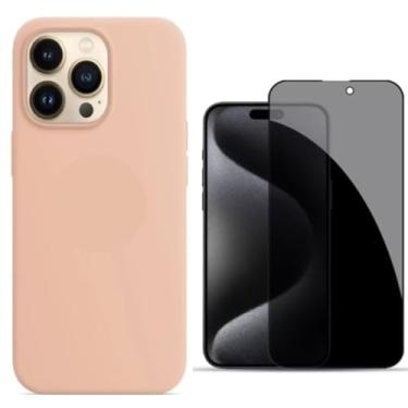 Imagem de Capa Capinha Para iPhone 13 Nude Aveludado + Película Privacidade