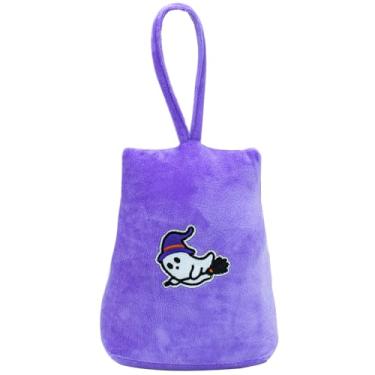Imagem de CERAYOU Batente de porta decorativo pesado, batente de porta trapézio resistente com alça, protetores de parede de batente de piso de porta de tecido macio, fantasma roxo