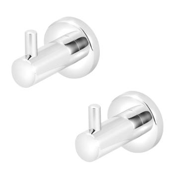 Imagem de Kit 2 Porta Toalha Cabide Banheiro Luxo Metal Cromado