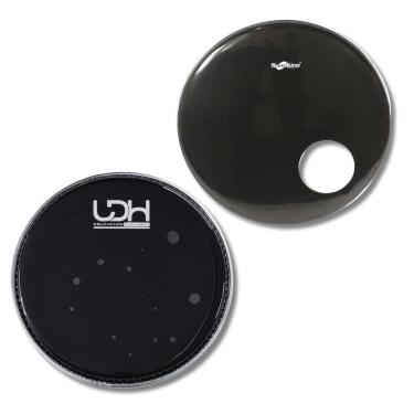 Imagem de Kit Pele Bumbo 22 Bk Hidráulica + Resposta Drum Muffler Furo