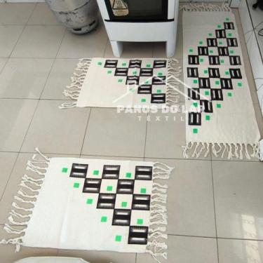 Imagem de Kit Jogo de Passadeira Tapete de Cozinha Grande 3 Peças Estampado com 