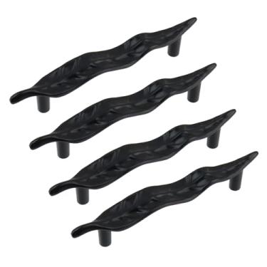 Imagem de KUMGROT Puxador de gaveta em forma de folha de 14 cm, puxadores de armário de cozinha, puxadores de gaveta de liga de zinco para portas de armário, suportes de TV, armários de sapatos e penteadeiras