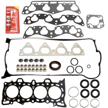 Imagem de MITZONE Conjunto de junta de cabeça de cilindro, conjunto de parafusos de junta de cabeça de cilindro e kit de correia dentada adequado para Honda Civic 1996-2000 1.6L L4 Honda D16Y5 D16Y7 D16Y8