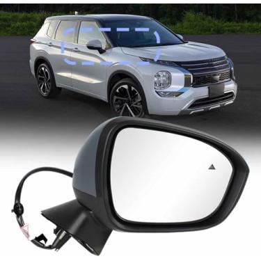 Imagem de CHELANGHU 9+1 pinos laterais | Conjunto de espelho reverso com câmera adequada para Mitsubishi Outlander 2022 2023 2024 | Primer | Ajuste e dobra de energia | Aquecido | Lâmpada giratória (lado