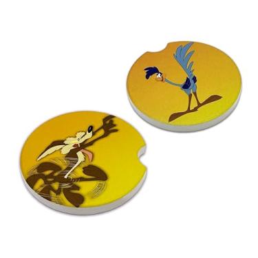Imagem de Elektroplate Porta-copos de cerâmica para automóveis Looney Tunes Wile E. Coyote & The Road Runner oficialmente licenciado (6,6 cm) | Ajuste universal para todos os carros, caminhões, SUVs e mais |