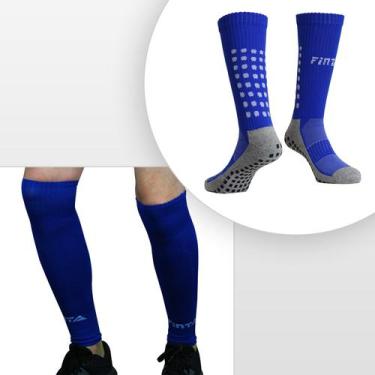 Imagem de Kit Canelito Meião Cortado + Meia Esportiva Pro Grip Finta, Azul, Únic
