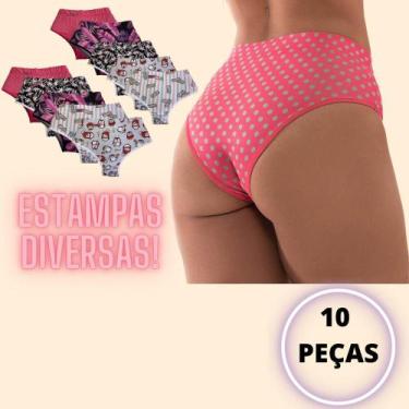 Imagem de Kit 10 Calcinhas Segura Barriga Redutora de Medidas Cós Alto Cintura A