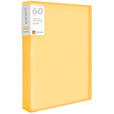Imagem de Fichário com mangas de plástico com 60 bolsos para exibição de livro de 120 páginas, pasta de portfólio de arte com protetores de folhas transparentes, livro de apresentação para obras de arte
