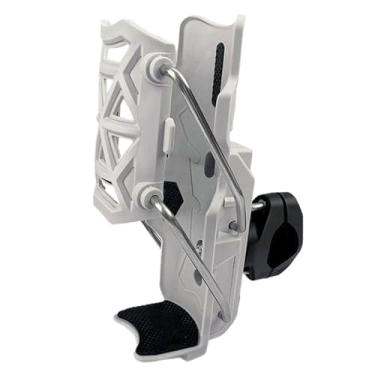 Imagem de Suporte de garrafa de água adaptável para motocicleta - Gaiola de copo de fixação automática para garrafas de 3,8 cm - 7,5 cm, suporte universal para copo de bicicleta, rotação de 360 graus (branco)