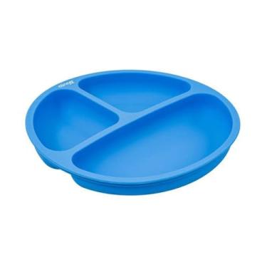 Imagem de Prato Silicone Com Divisória Colors Azul, Clingo, Azul