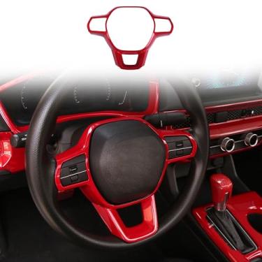 Imagem de Arcoche Guarnições de cobertura de volante para Honda Civic 2022-2025, para CRV CR-V 2023 2024 2025 acessórios decalque interior esportivo de carro (vermelho)
