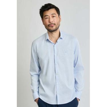 Imagem de Camisa Docthos Slim Manga Longa Bambu Listrado SmartCool, 021 azul cel