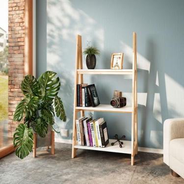 Imagem de Estante Escada Cavalete 3 Prateleiras Tropical Madeira Maciça CabeCasa
