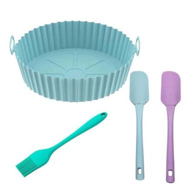 Imagem de Kit Forma E Espátula Silicone Reutilizavel Airfryer Completo