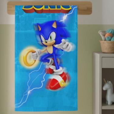 Imagem de Toalha de Banho Estampada Azul Game Corrida Soni Tema Animado Confortá