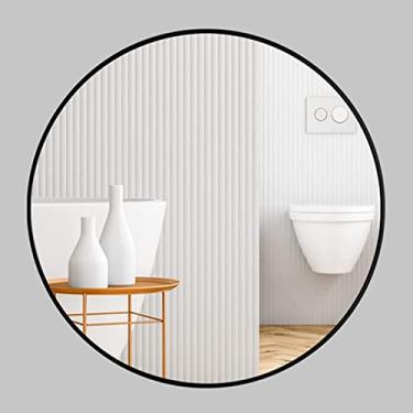 Imagem de Espelho de banheiro montado na parede, espelho de parede redondo, espelho de banheiro de alumínio, espelho de penteadeira de quarto, para sala de estar, quarto, banheiro, espelho de decoração de