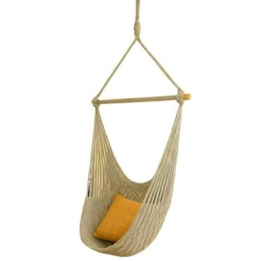 Imagem de Cadeira Balanço Suspensa Algodão Reforçado Suporta 120Kg Para Casas De Praia E Chalés Balanço Suspenso Ocupa Pouco Espaço E Combinam Com Ambiente(Cinza (TC))