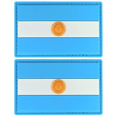 Imagem de JBCD Patch de bandeira da Argentina Patch tático argentino - Patch de gancho e laço de borracha PVC, pacote com 2