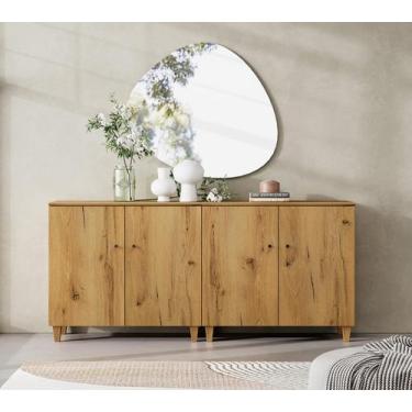 Imagem de Cômoda larga WAMPAT com portas, quarto, carvalho rústico