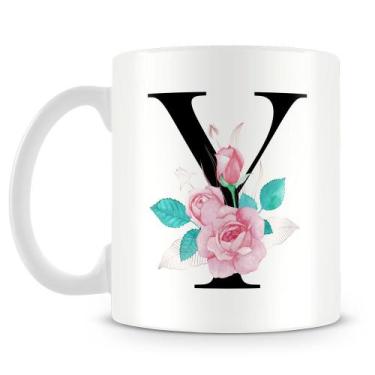 Imagem de Caneca Personalizada Letra Y em Porcelana Branca com Estampa Bem Estar