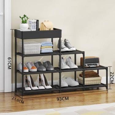 Imagem de Estante Multiuso 4 Andares Rack Organizador Modular Sapateira Roupas L