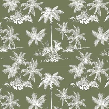 Imagem de Decotalk Papel de parede tropical descasque e cole papel de parede tropical verde para banheiro verde/branco folhas de palmeira papel de parede 17,5 x 120 polegadas adesivo na parede cobertura de