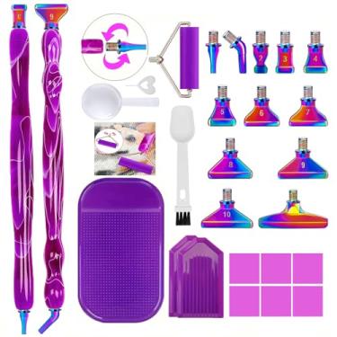 Imagem de Sttargxing Kit de canetas de pintura de diamante, 13 peças de pontas de aço inoxidável com 6 argilas, pontas para vários colocadores, acessórios de pintura de diamante 5D, substituição para artesanato