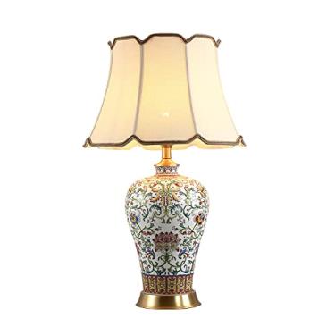 Imagem de Tableps, mesa de cerâmica 70,88 cm jarpos de gengibre pintados à mão corpo de cerâmica com tecido criado-mudo para quarto, sala de estar, escritório, faculdade, estante