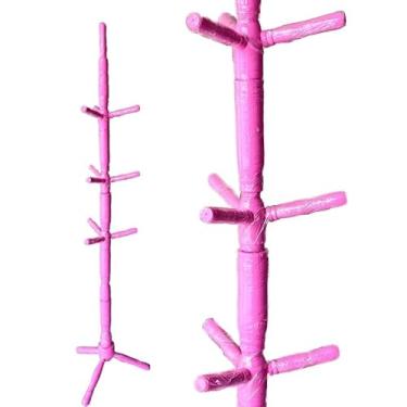 Imagem de Cabideiro, Cabideiro Mancebo Arara de Roupas 10 Ganchos em Madeira Cabide Organizador dDe Roupa, 165×30cm(Rosa)