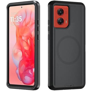 Imagem de Asuwish Capa de celular para Motorola Moto G Stylus 5G 2024 com protetor de tela de vidro temperado, capa magnética híbrida à prova de choque, à prova de quedas, acessórios para celular resistentes G5