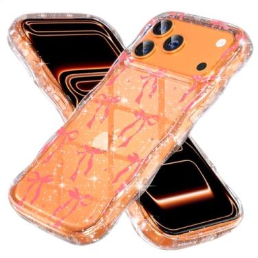 Imagem de Choiche Capa compatível com iPhone 17 Pro Max, capa de celular brilhante brilhante de Natal, linda moldura ondulada encaracolada, capa de proteção contra quedas de nível militar para mulheres e