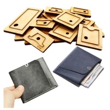 Imagem de YJIUYUANQ Suporte de cartão carteira de couro para corte de madeira, ferramenta de perfuração para artesanato em couro DIY 100 x 85 x 10 mm
