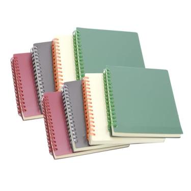 Imagem de YIHUANYIFA 4 cadernos espirais A6, material escolar, 8 mm, pautado, 14,5 x 10,4 cm, capa dura, 160 páginas, diários para estudar e estudar estudantes (8, cor escura)