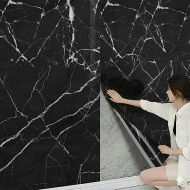 Imagem de Kit 5 Placas Mármore Preto 30x60 Autocolante Flexível Lavável para Coz