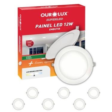 Imagem de 7 Painel Plafon LED Embutir Ourolux 12W Bivolt Cor da Luz 4000K Branco