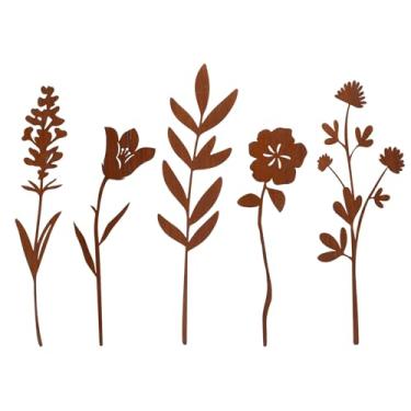 Imagem de 5 Flores de Metal para Exteriores, Rústicas Estacas Decorativas Jardim Resistentes às Intempéries Flores Metal Decoração Jardim para Arte Quintal Relvado Decorações Caminho (Estilo 1)