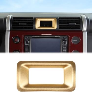 Imagem de Aunginsy Moldura de acabamento de relógio de console central de carro compatível com Toyota FJ Cruiser 2007-2021+, painel de controle central de alumínio, painel de exibição de tela, protetor de capa