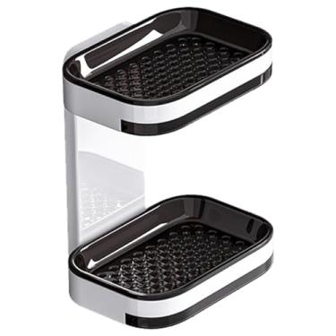 Imagem de Saboneteira, saboneteira, saboneteira para chuveiro, saboneteira com drenagem, sem perfuração, suporte de sabão adesivo de camada dupla com gaveta de drenagem 4 kg barra de carga pesada suporte de