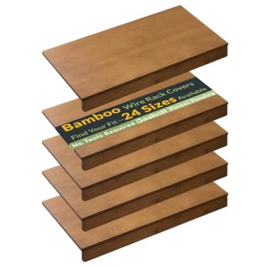 Imagem de Gashell Capas de prateleira de arame, capas de bambu para despensa, armário (5 peças, 56 cm L x 30 cm P)
