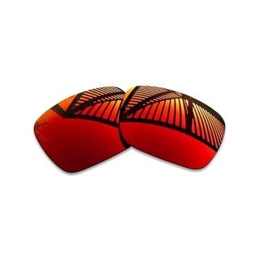 Imagem de MYCOURAG Lentes de reposição polarizadas com proteção UV para óculos de sol Ray-Ban RW4012 Wayfarer (Gen 2) 50 mm – Vermelho fogo espelhado revestido polarizado
